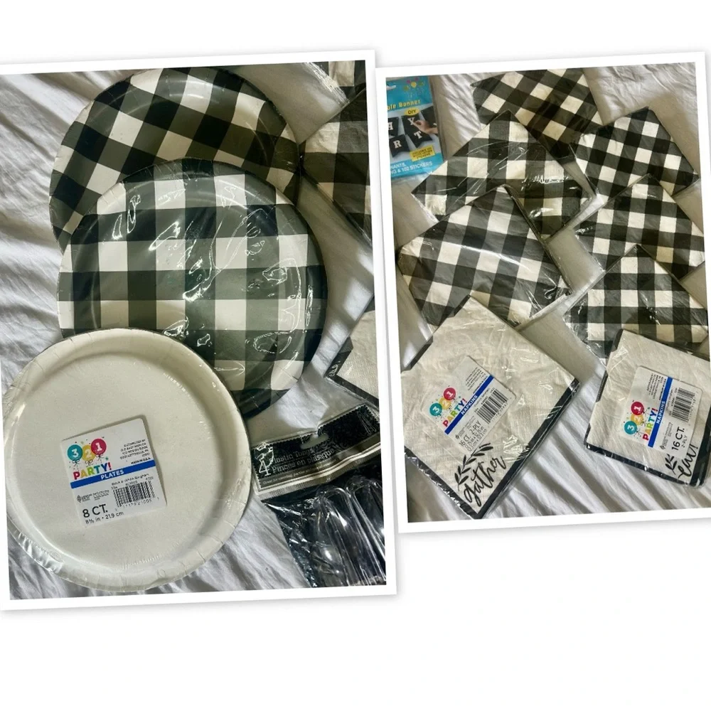 Black and White Checkered Party Set